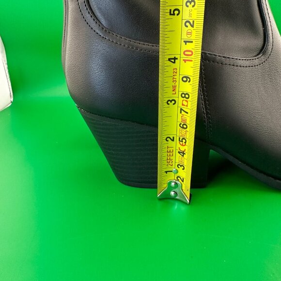 NWOT INDIGO BLACK WESTERN ANKLE WOMEN'S BOOT, INNER ZIP & STACKED HEEL 10 M - Picture 12 of 13